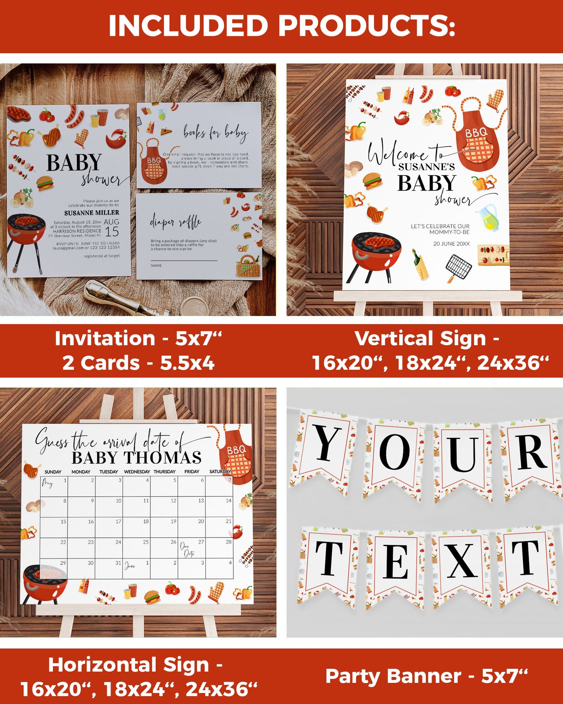 BBQ Babyshower Bundle BabyQ Invitation Baby Shower Game Signs and Decorations Gender Neutral BBQ Grill Garden Party Printable Template #072a - TheLovebirdsDesign