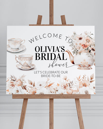 Bridal Garden Teaparty Welcome Sign Downloadable Teaparty Decoration Sign Bridgertone Cottagecore Custom Sign Bridal Tea Party Template #073 - TheLovebirdsDesign