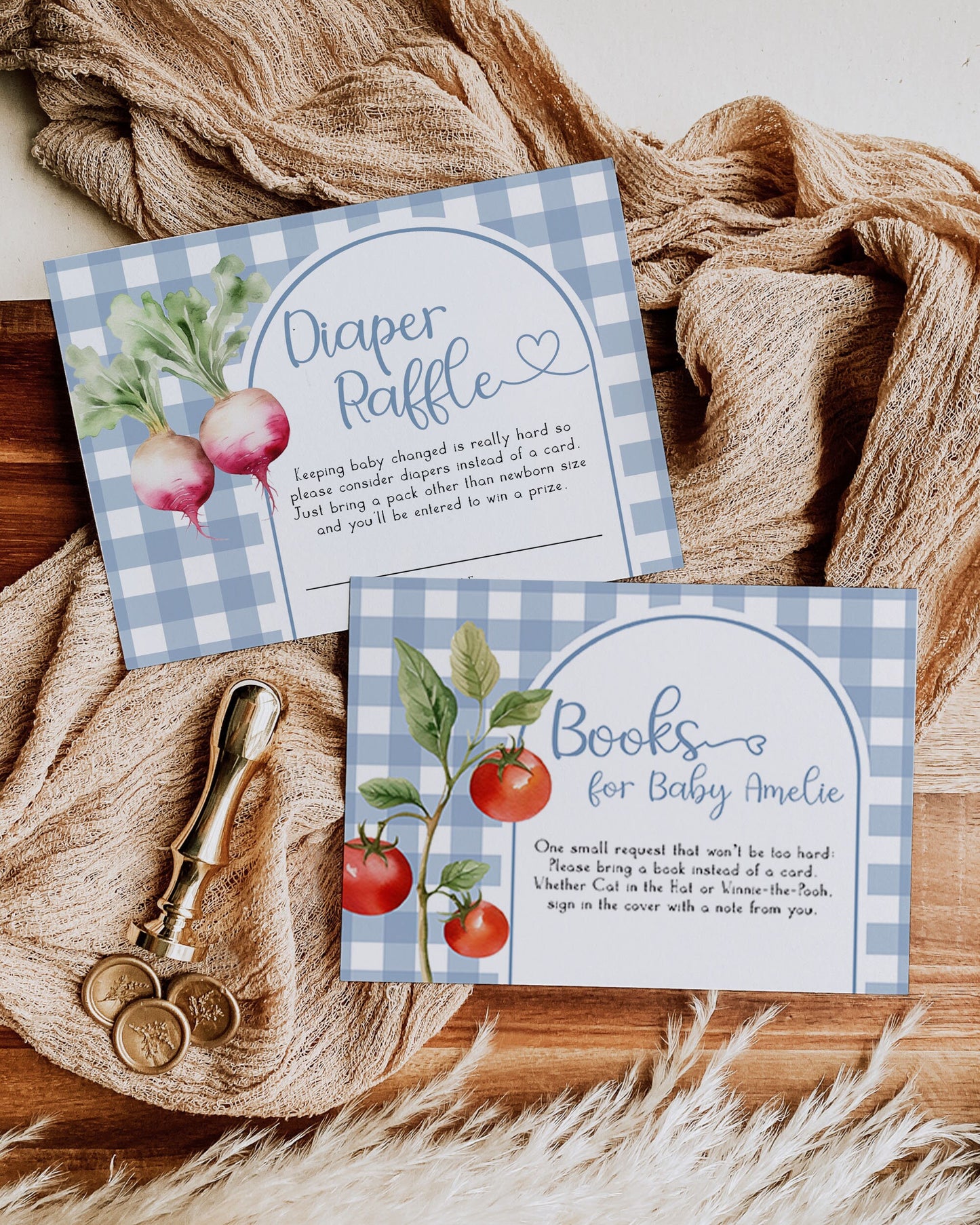 Editable Blue Locally Grown Baby Shower Invitation Bundle for Farmers Market or Homegrown Baby Shower Invitation Printable Template #068 - TheLovebirdsDesign