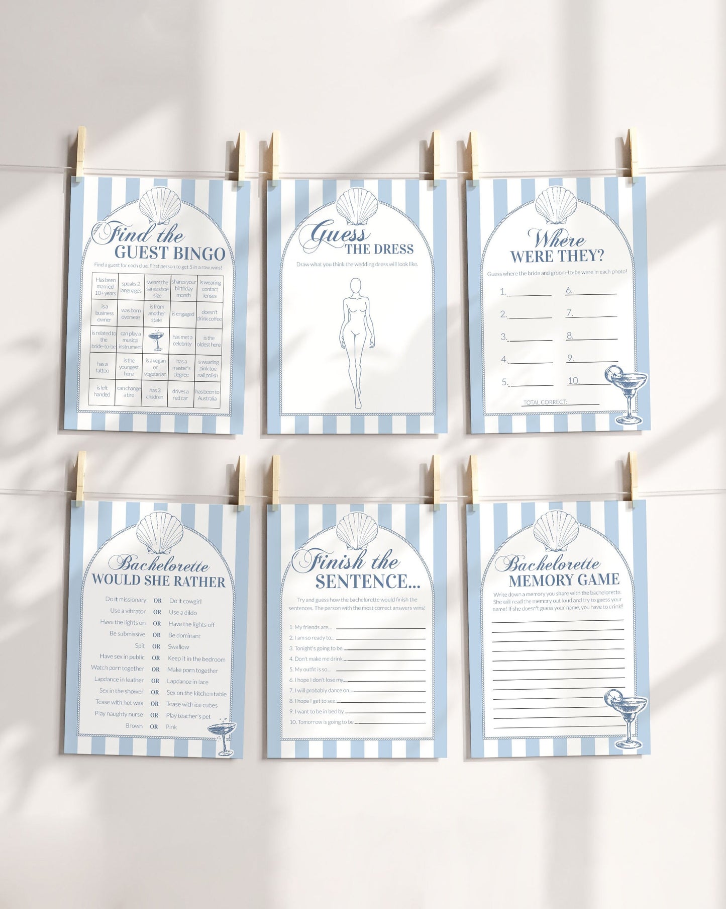 Coastal Bachelorette Games Bundle for Last Toast on Coast Party Games, Nautical Bachelorette Bridal Shower Games, Printable Template #072 - TheLovebirdsDesign