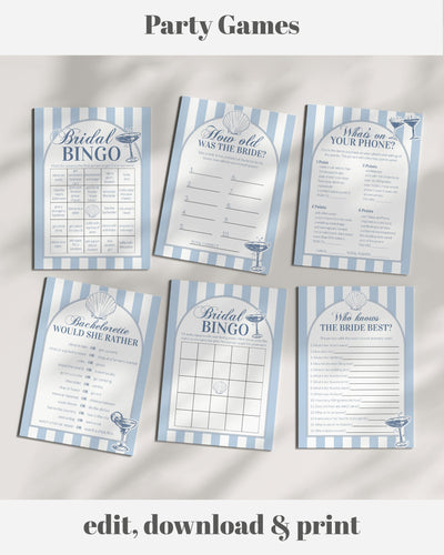 Coastal Bachelorette Games Bundle, Last Toast on the Coast Bridal Shower Set 085CO-GAME-BUN - marryful.org