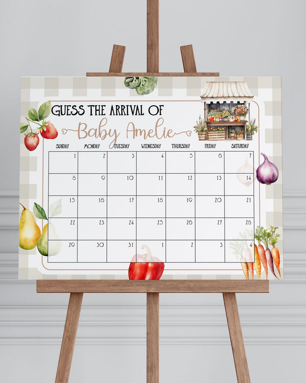 Locally Grown Due Date Sign Baby Shower Decorations for Farmer Market Baby Shower Arrival Sign, Baby Prediction Game Printable Template #068 - marryful.org