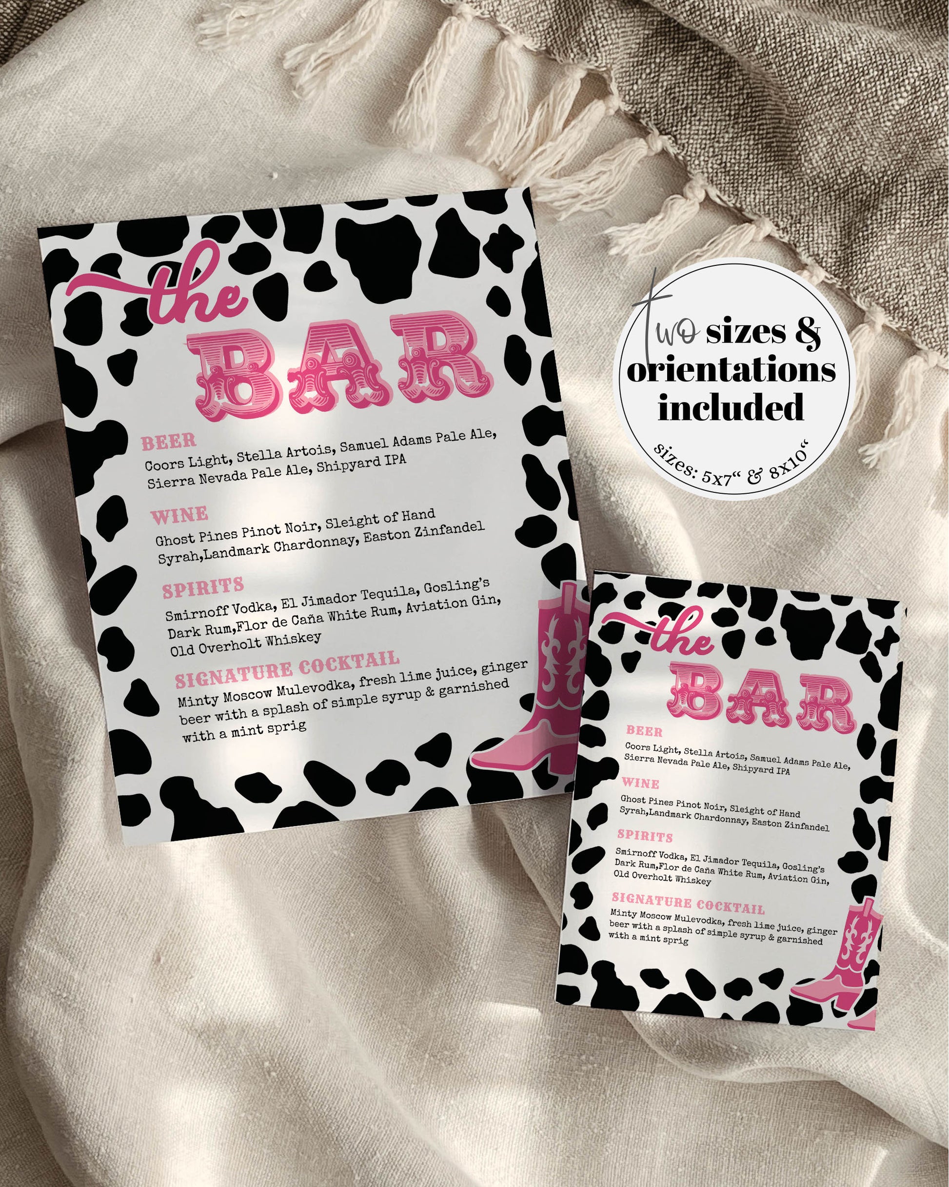 Disco Cowgirl Drink Menu or Food Menu Template for Nashville Bachelorette Let's Go Girls Dolly Party Custom Editable Cocktail Bar Menu #022 - TheLovebirdsDesign