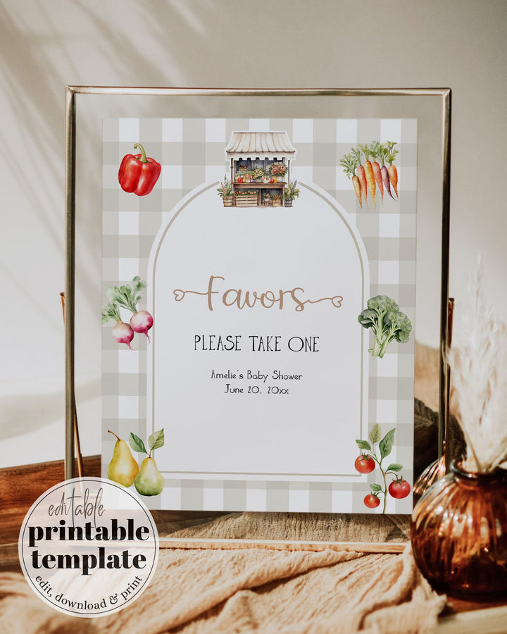 Locally Grown Baby Shower Signs for Farmers Market Birthday Decorations, Gender Neutral Custom Editable Game Signs Printable Template #068 - TheLovebirdsDesign