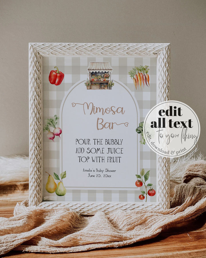 Locally Grown Baby Shower Signs for Farmers Market Birthday Decorations, Gender Neutral Custom Editable Game Signs Printable Template #068 - TheLovebirdsDesign