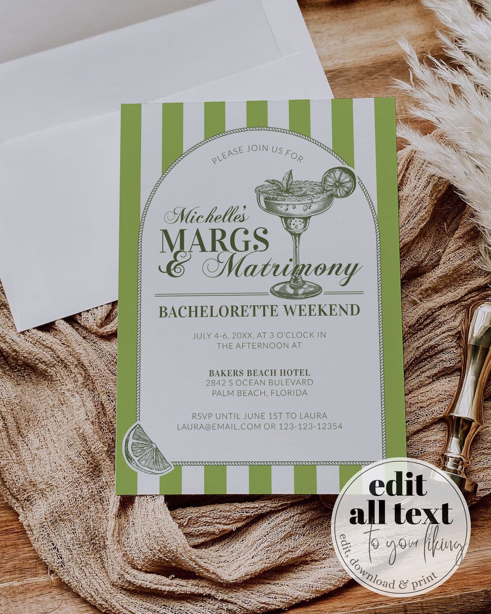 Final Fiesta Bachelorette Party, Tropical Margs and Matrimony Hen Girls Trip, Fiesta Bachelorette Itinerary, Margarita Shower Template #072 - TheLovebirdsDesign