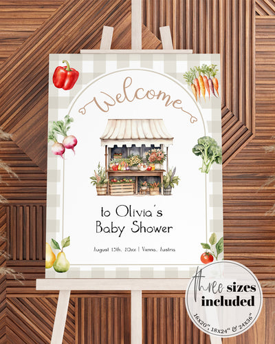 Locally Grown Welcome Sign Baby Shower Decorations for Farmers Market Stand Gender Reveal or Birthday Decor, Fruit Shower Sign Template #068 - TheLovebirdsDesign