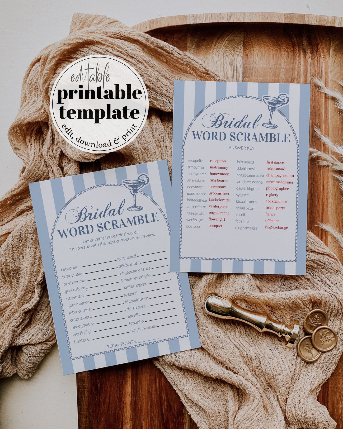 Coastal Bachelorette Games Bundle for Last Toast on Coast Party Games, Nautical Bachelorette Bridal Shower Games, Printable Template #072 - TheLovebirdsDesign