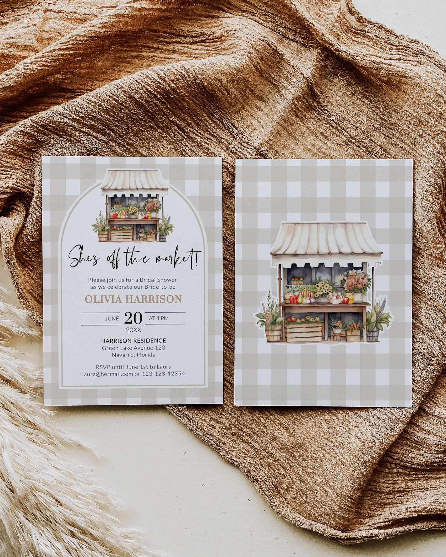 Fresh Off the Market Bridal Shower Invite, Farmers Market Bridal Shower Invitation, Summer Couples Wedding Shower Printable Template #068 - TheLovebirdsDesign