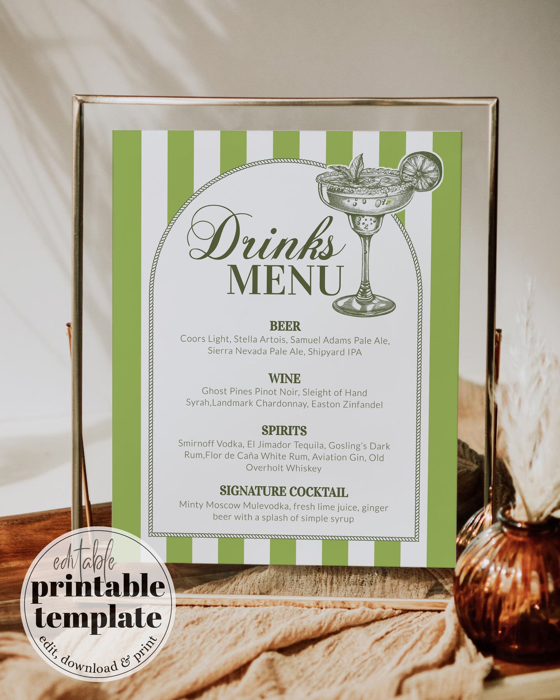 Margs & Matrimony Bar Drinks Menu Template Sign, Margarita Cocktail Menu for Tequila Beach Bridal Shower Bar Menu Printable Template #072 - TheLovebirdsDesign