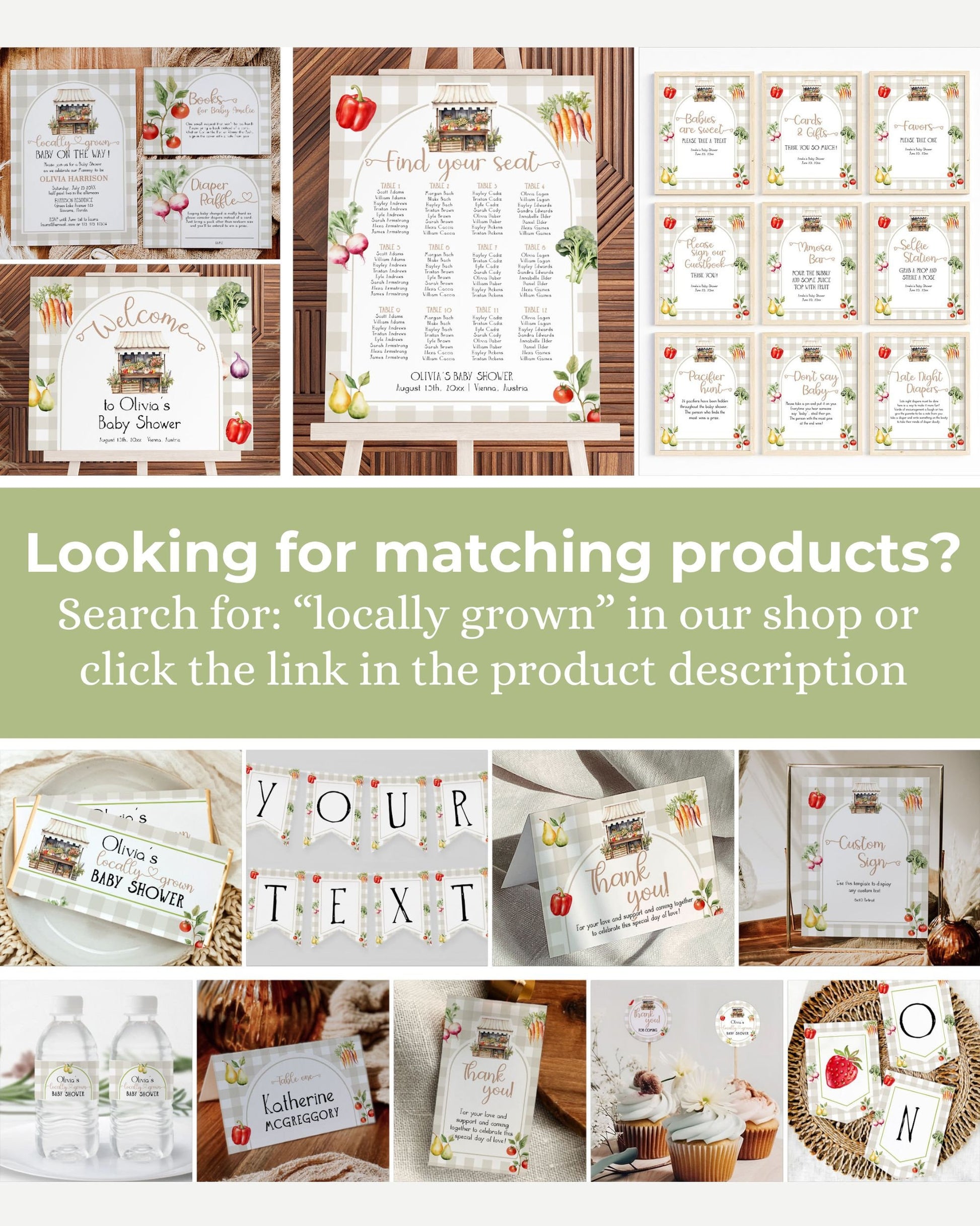 Fresh Off the Market Shower Welcome Banner Farmers Market Wall Tapestry Summer Linen Fabric Banner Wedding Shower Decor Sign Template #072 - TheLovebirdsDesign