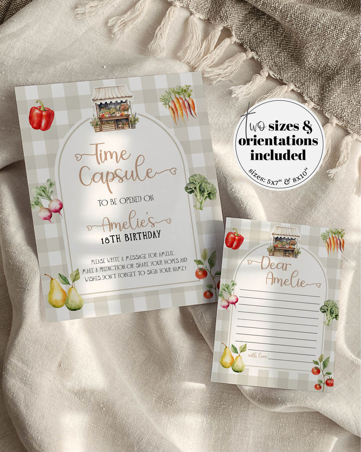 Locally Grown Time Capsule Game for Farmers Market Baby Shower Decorations, Gender Neutral First Birthday Printable Template #068 - TheLovebirdsDesign