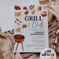 Grill and Chill BBQ Party Invite for Summer Family Reunion, Outdoor Grill Cockout, Fathers Day Barbeque or 60th Birthday Invite #072a - TheLovebirdsDesign