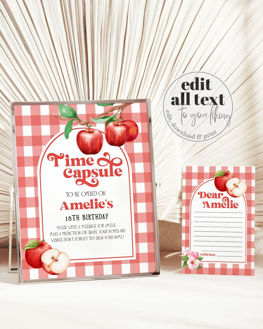 Apple of Our Eye Time Capsule Game Template, Fall Apple Birthday Party Printable 092AP-TICA - marryful.org