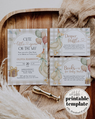 Silly Goose Baby Shower Bundle Template, Gender Neutral Duck or Goose Shower Decor #068 - marryful.org