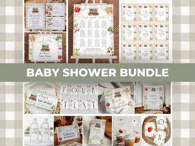 Locally Grown Baby Shower Bundle, Farmers Market Baby Shower Invitation Gender Neutral Baby Shower Decoration Bundle Printable Template #068 - TheLovebirdsDesign