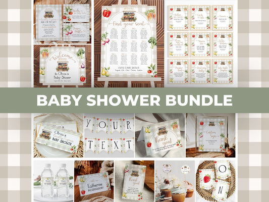 Locally Grown Baby Shower Bundle, Farmers Market Baby Shower Invitation Gender Neutral Baby Shower Decoration Bundle Printable Template #068 - TheLovebirdsDesign