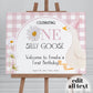 One Silly Goose Welcome Sign Pink 1st Birthday, Editable Silly Goose First Birthday Welcome Sign Lucky Duck Theme Party Decor Template #068 - TheLovebirdsDesign