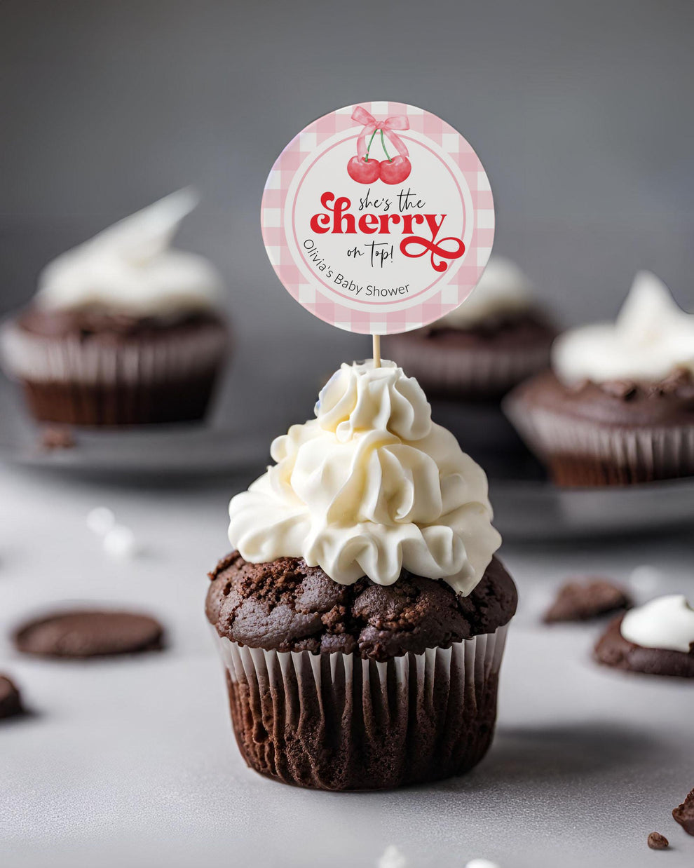 Cherry Sweet Favor Tags for Coquette Shower Party, Cherry on Top Theme Thank you Sticker Spring Summer Shower Decor Template for Girls