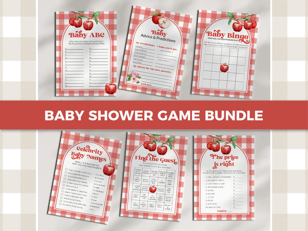 Apple of Our Eye Baby Shower Game Bundle, Fall Coquette Gingham Party Games 092AP-GABU - marryful.org