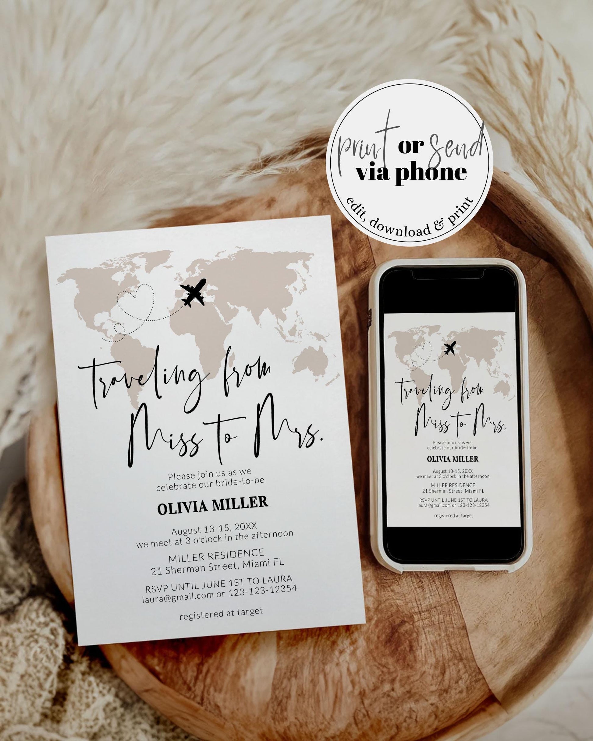 Travel Bridal Shower, Hen do itinerary, World Map Weekend Schedule Boarding pass, Destination Themed Bachelorette Itinerary Template #072w - TheLovebirdsDesign