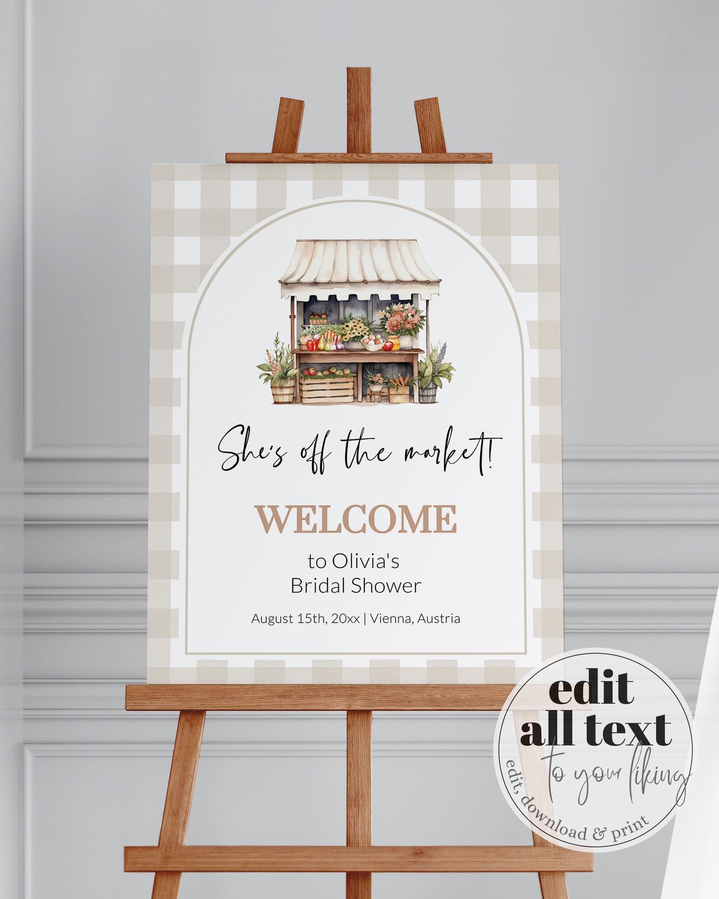 Fresh Off the Market Bridal Shower Welcome Sign, Farmers Market Bridal Shower Sign, Summer Couples Wedding Shower Decor Sign Template #072 - TheLovebirdsDesign