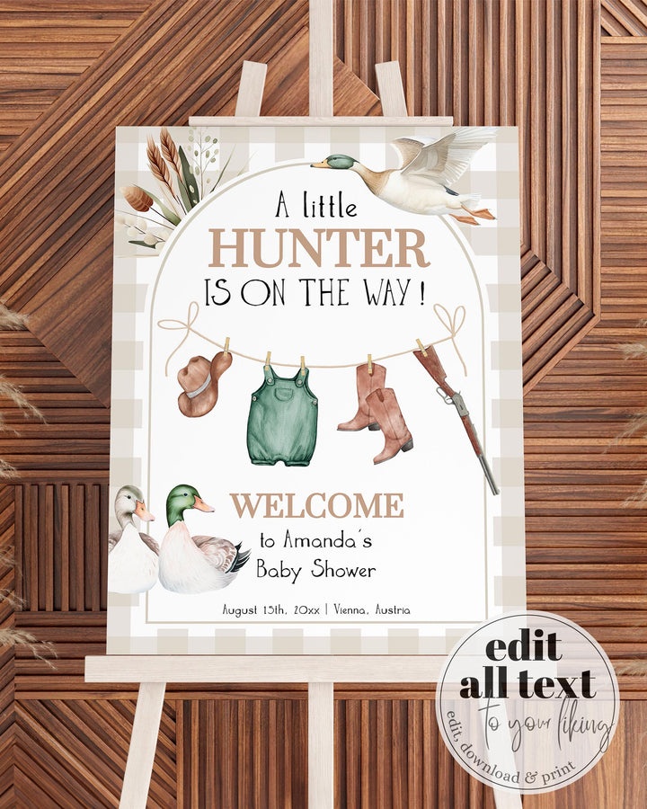 Duck Hunting Welcome Sign Boy Baby Shower, Mallard Duck Baby Sprinkle Decor Sign, Duck Hunting Theme Decor, Boys Lucky Duck Template #068 - TheLovebirdsDesign