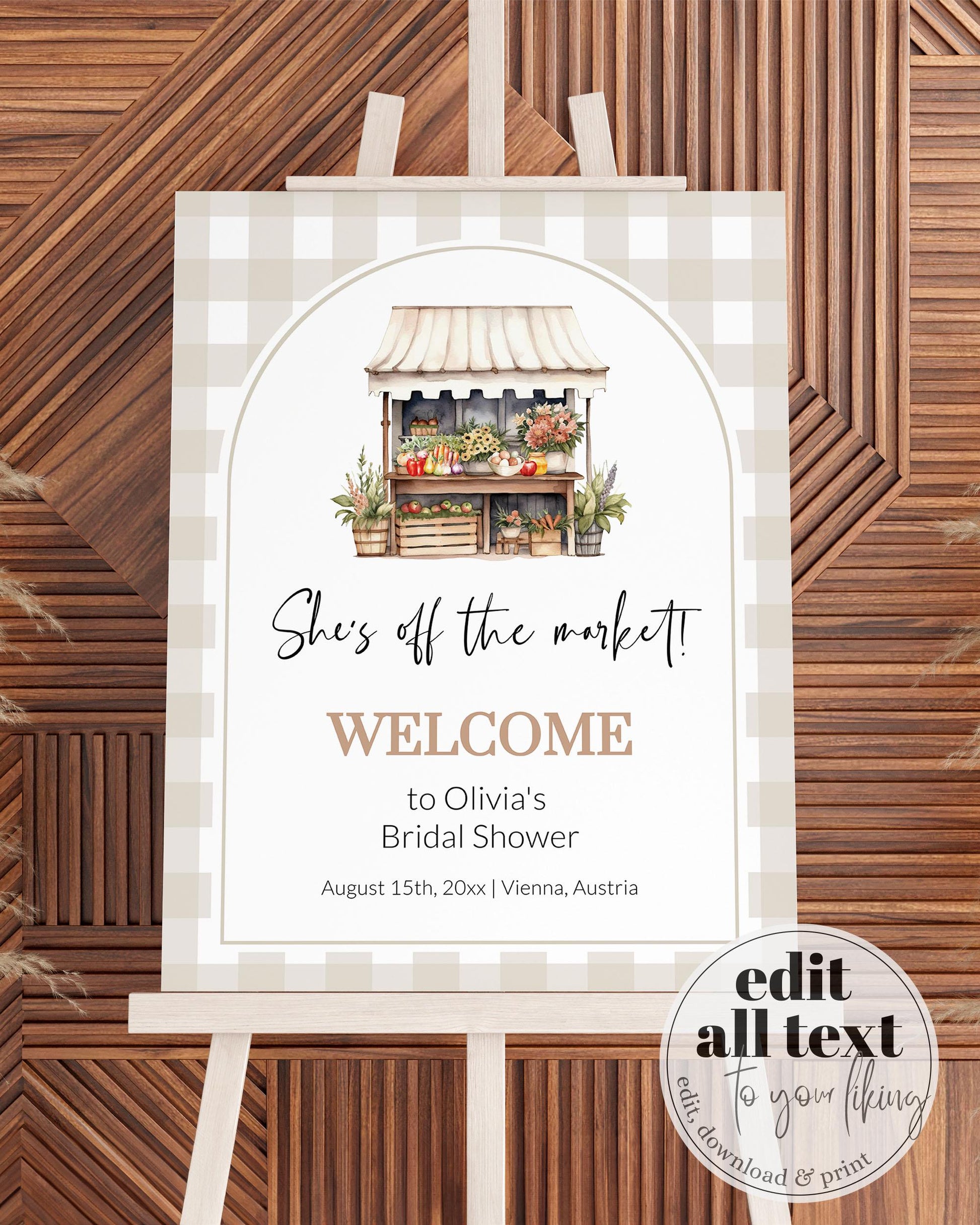 Fresh Off the Market Bridal Shower Welcome Sign, Farmers Market Bridal Shower Sign, Summer Couples Wedding Shower Decor Sign Template #072 - TheLovebirdsDesign