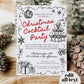 Hand drawn Christmas Cocktail Party Invitation, Funky Doodle Holidays Office Party, Scribble XMAS Winter Party Printable Template Invite#070 - TheLovebirdsDesign