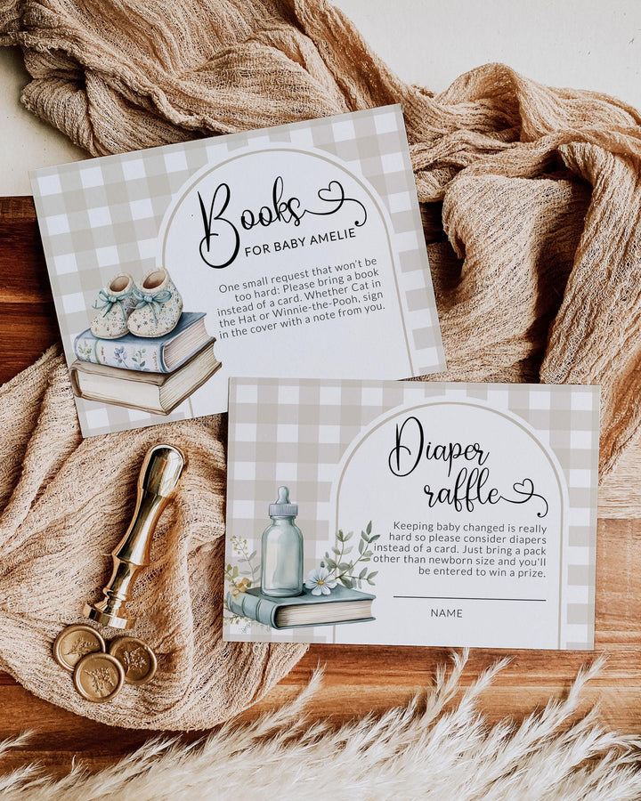 New Chapter Begins Baby Shower Invitation, Gender Neutral Story Book Baby Shower Invite, Wildflower Storybook Theme Baby Party Template #068 - TheLovebirdsDesign