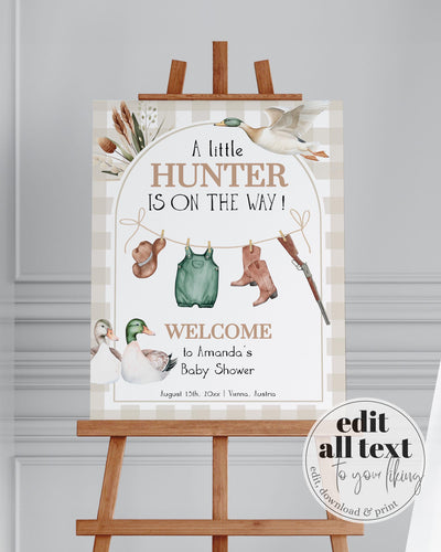 Duck Hunting Welcome Sign Boy Baby Shower, Mallard Duck Baby Sprinkle Decor Sign, Duck Hunting Theme Decor, Boys Lucky Duck Template #068 - TheLovebirdsDesign