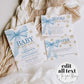 Blue Bow Baby It's Cold Outside Baby Shower Invitation Silver Winter Wonderland Christmas Holiday Snowflake Boy Shower Invite Template #072 - TheLovebirdsDesign