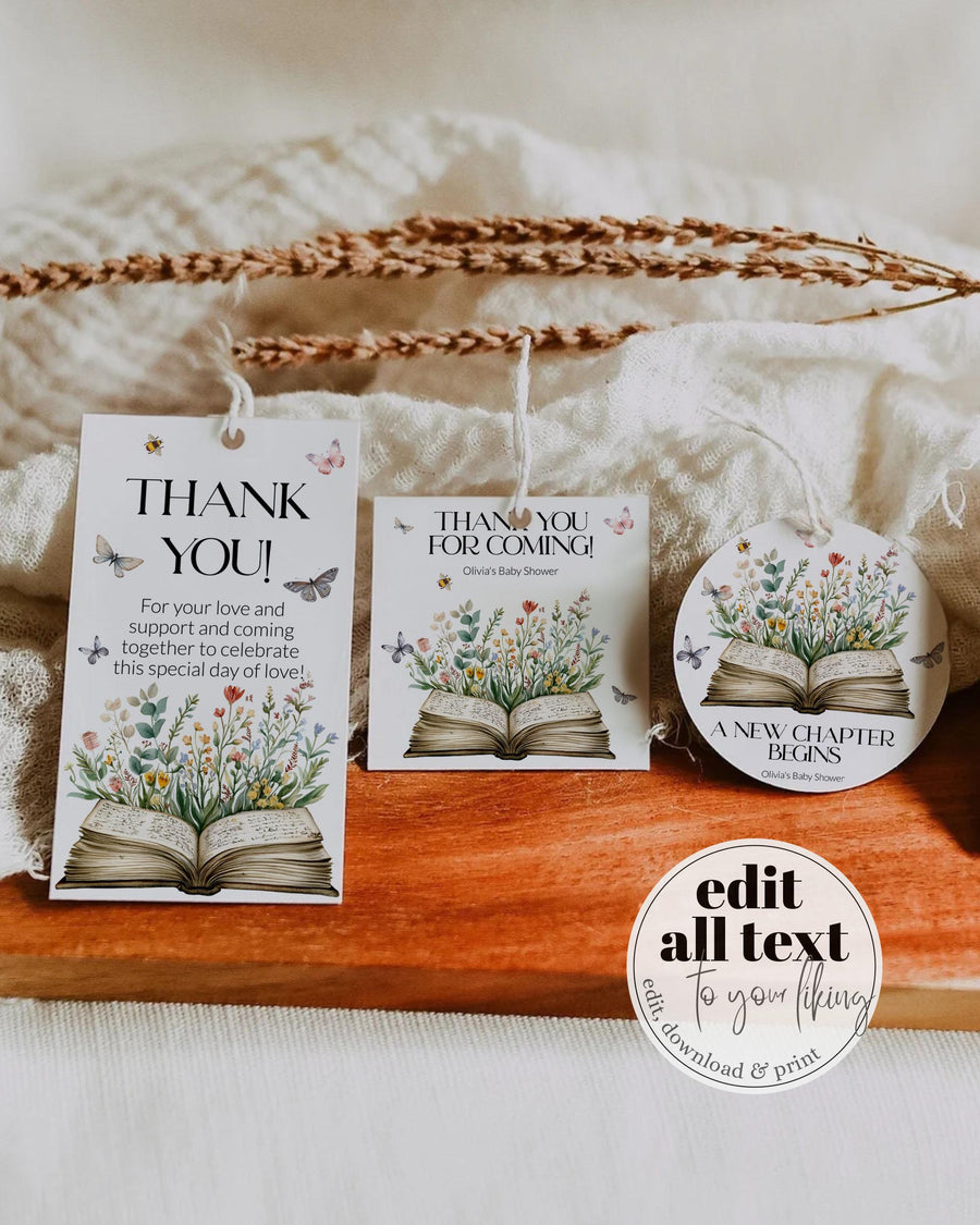 New Chapter Begins Favor Tags Storybook Baby Shower Thank You Stickers Printable 077ST-TLST - marryful.org