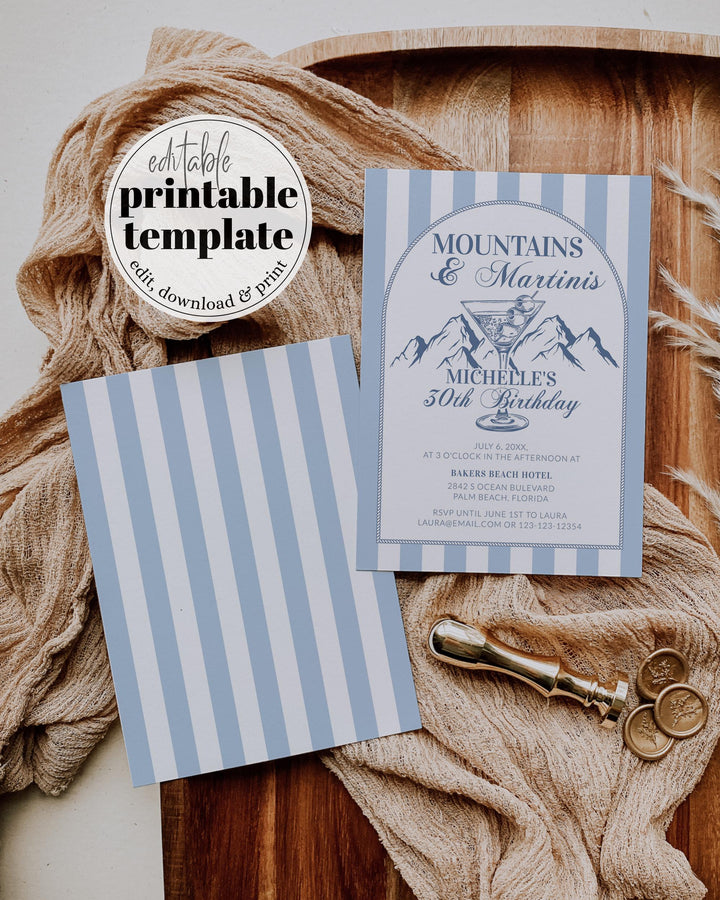 Apres Ski Birthday Invitation, Mountain Martini Ski Party Social Club Invite Template, Downloadable Adult Winter 30th Birthday Party #072 - TheLovebirdsDesign