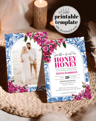 Dancing Queen Bridal Shower Invitation, She found her Honey Disco Bridal Shower Suite for Mediterranean Mama, Pink Mia Template #072 - TheLovebirdsDesign