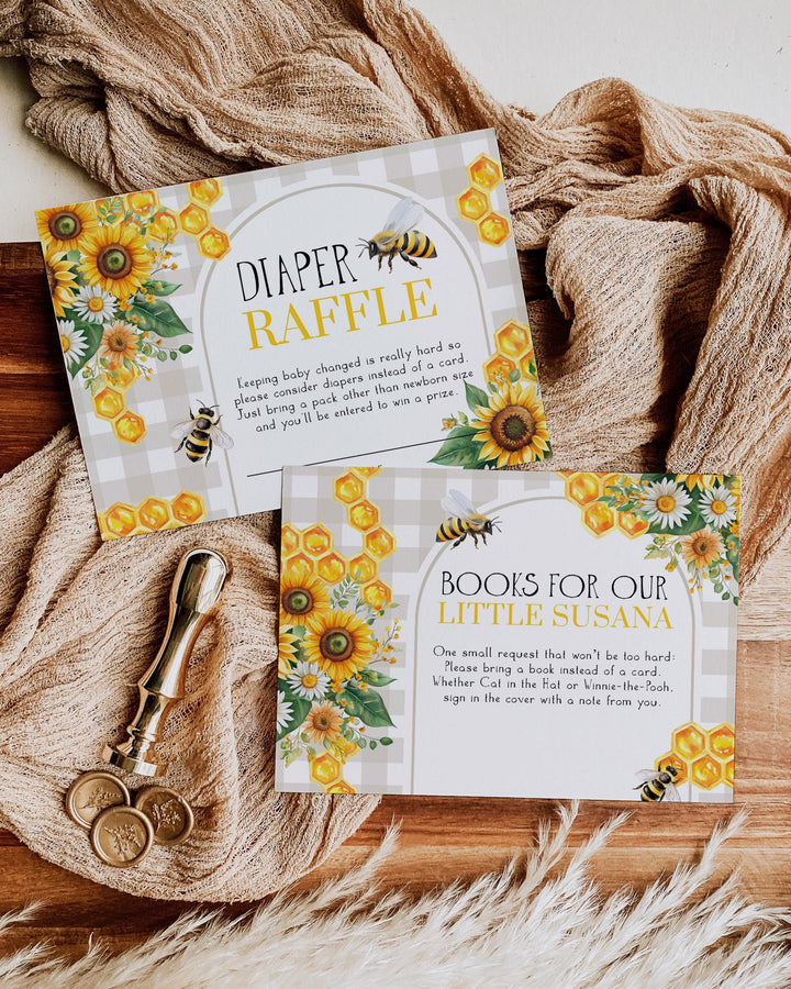 Little Hunny Babee Invite, Honey Bee Cottagecore Baby Shower Invitation, Mama to Bumblebee, Bee Hive Party Sunflowers Template #068 - TheLovebirdsDesign
