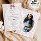 Pink Toile Baby Shower Invitation, Chinoiserie Baby Brunch Invite with Fancy Pink Bow, Coquette Chinoiserie Shower Party Template #072 - TheLovebirdsDesign