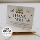 Storybook Thank You Card, A New Chapter Begins Baby Shower Thank You Note, Library Reading Wildflower Butterfly Themed Party Template #072 - TheLovebirdsDesign