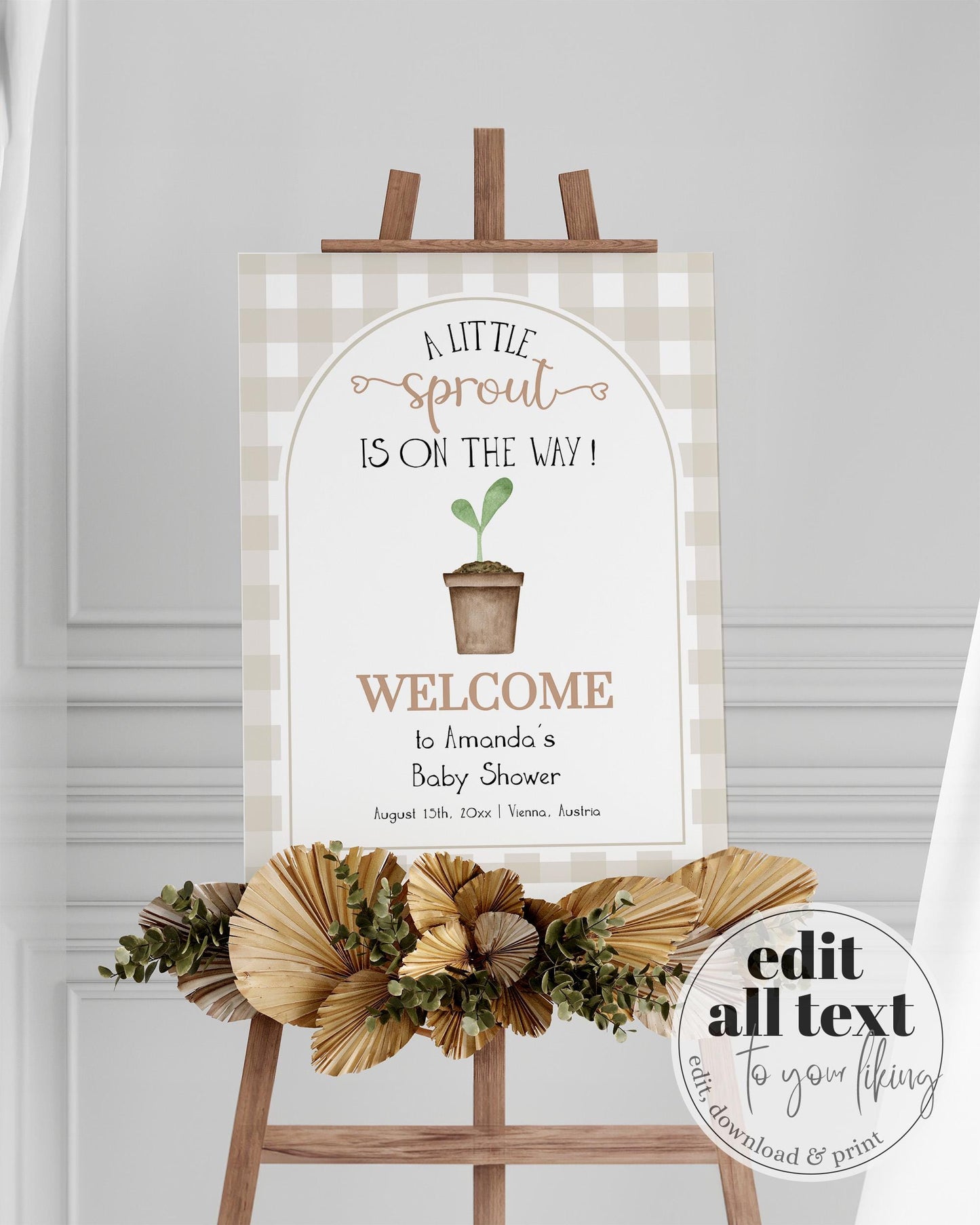 Little Sprout Baby Shower Welcome Sign Grown with LOVE Welcome Sign, Farmers Market Stand Shower Decorations Printable Template #068 - TheLovebirdsDesign