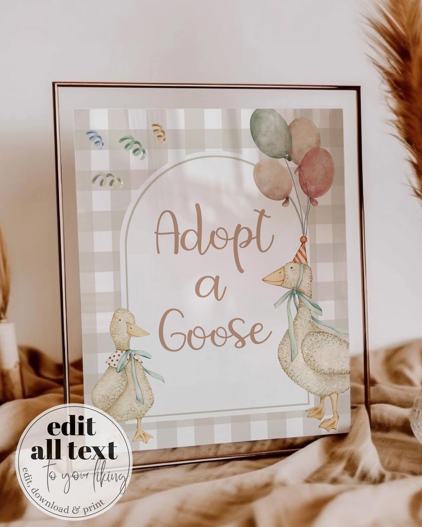 One Silly Goose Adoption Party Game Certificate Gender Neutral First Birthday Decorations, Adopt a Pet Party Decor Printable Template #068 - TheLovebirdsDesign