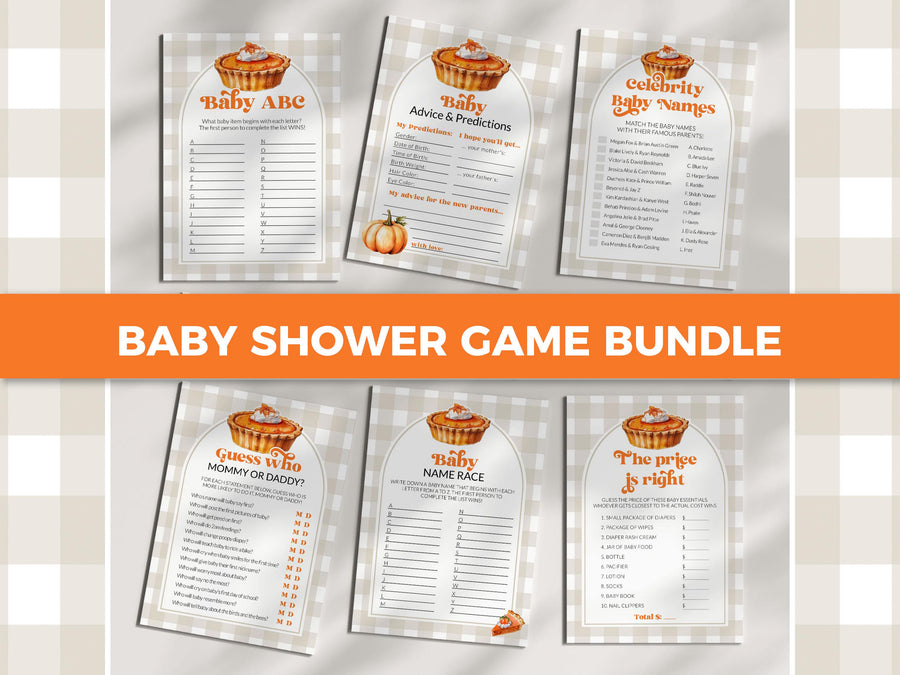 Pumpkin Pie Baby Shower Games Bundle Template, Cutie Pie Fall October November 010PP-GAMEB - marryful.org