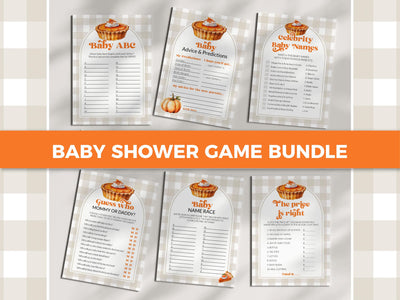 Cutie Pie Baby Shower Game Bundle, Pumpkin Pie Baby Shower Games for October November Baby Sprinkle, Fall Pumpkin Shower Template #068 - TheLovebirdsDesign