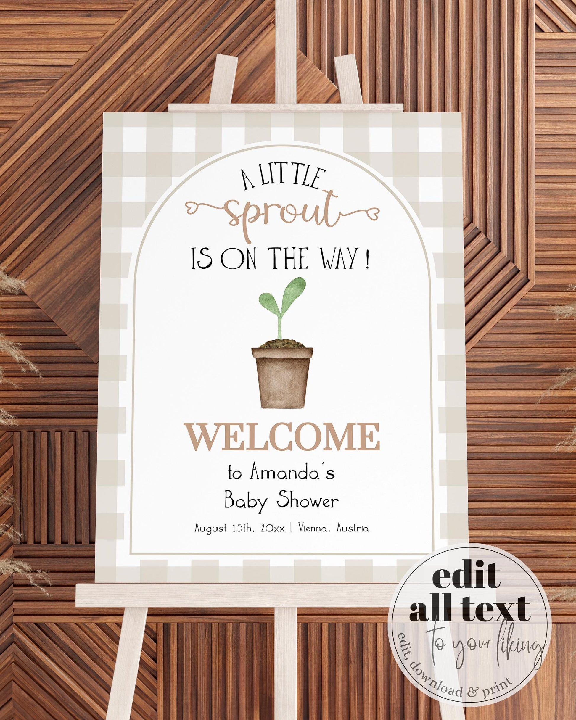 Little Sprout Baby Shower Welcome Sign Grown with LOVE Welcome Sign, Farmers Market Stand Shower Decorations Printable Template #068 - TheLovebirdsDesign