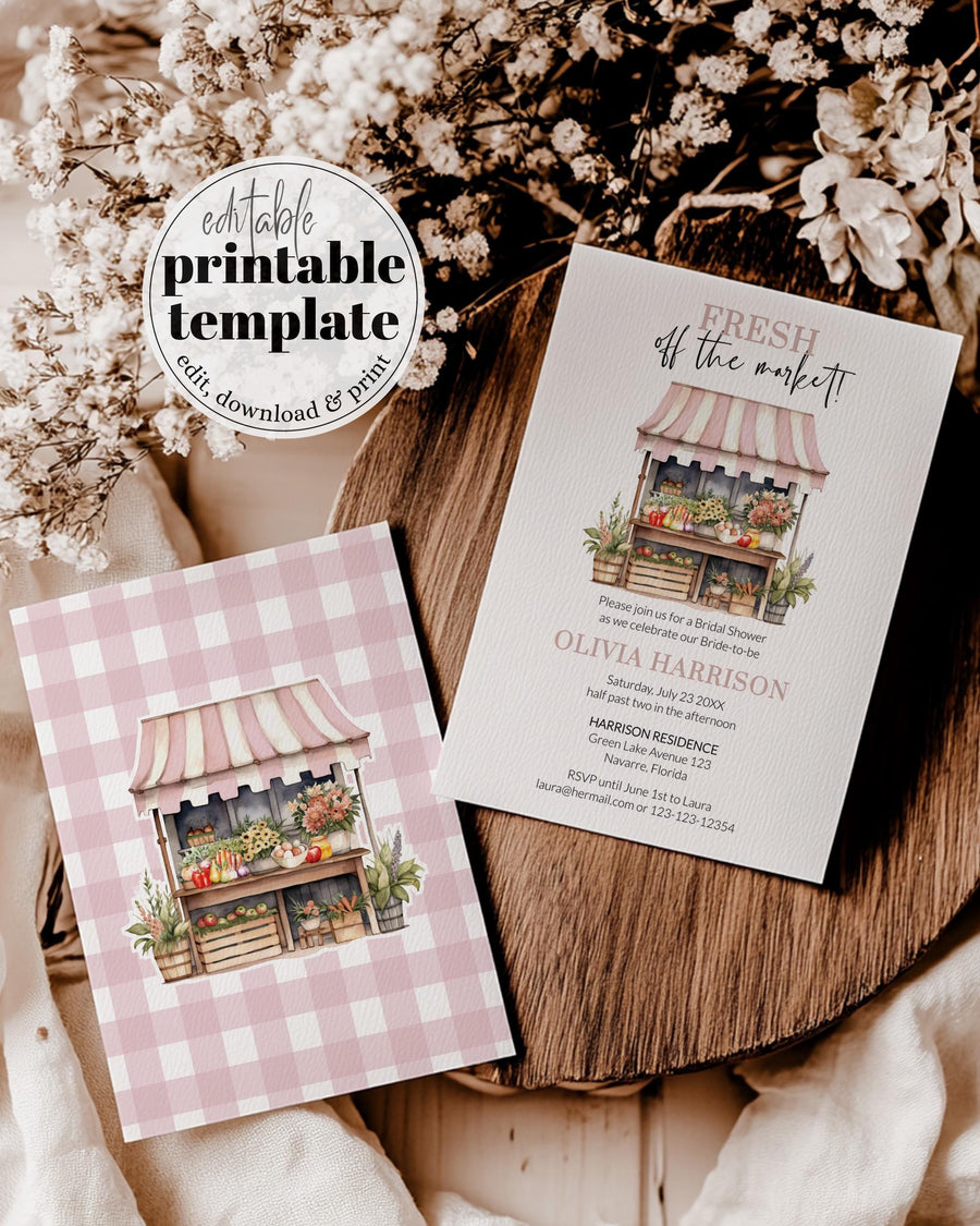 Farmers Market Bridal Shower Invitation Template, Digital Download 003FM-BRSINV - marryful.org