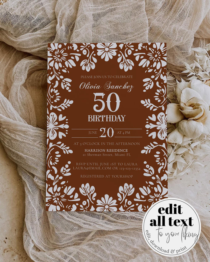 Cielito Lindo Invitation, Papel Picado Birthday Invite, Vintage Mexican Baptism Invitation, Talavera Barro Cielito Lindo Template #067 - TheLovebirdsDesign
