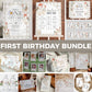 One Cute Chick First Birthday Bundle, Gender Neutral Chicken Themed Birthday Invitation Suite, Cute Farm Animal Invite Template Bundle #068 - TheLovebirdsDesign
