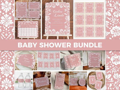 Pink Cielito Lindo Baby Shower Bundle Mexican Talavera Papel Picado Party Decor Printable 001PI-BSBUNDLE - marryful.org