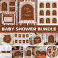 Cielito Lindo Baby Shower Bundle, Gender Neutral Vintage Mexican themed Baby Shower Games, Beige Talavera Papel Picado Decor Template #067 - TheLovebirdsDesign