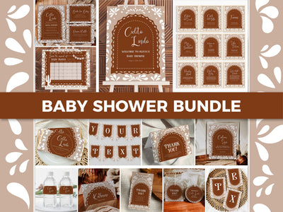 Cielito Lindo Baby Shower Bundle, Beige Talavera Papel Picado Decor Templates 001CL-BSBUNDLE - marryful.org