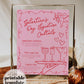 Handwritten Galentines Day Signature Cocktails for Girls Night Funky Doodle Pink Red Valentine Pajama Party Bar Menu Galentine Template #070 - TheLovebirdsDesign